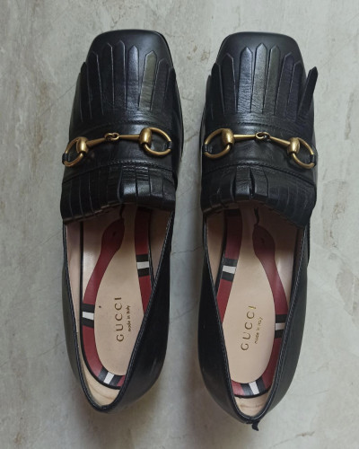 Gucci Leather Marmont Kiltie Fringe Loafer Heels pre-owned | SELLUXURY ...