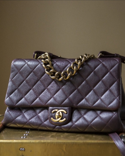 Buy authentic pre-owned Chanel Maroon Leather Large Trapezio Flap Bag:  price, reviews