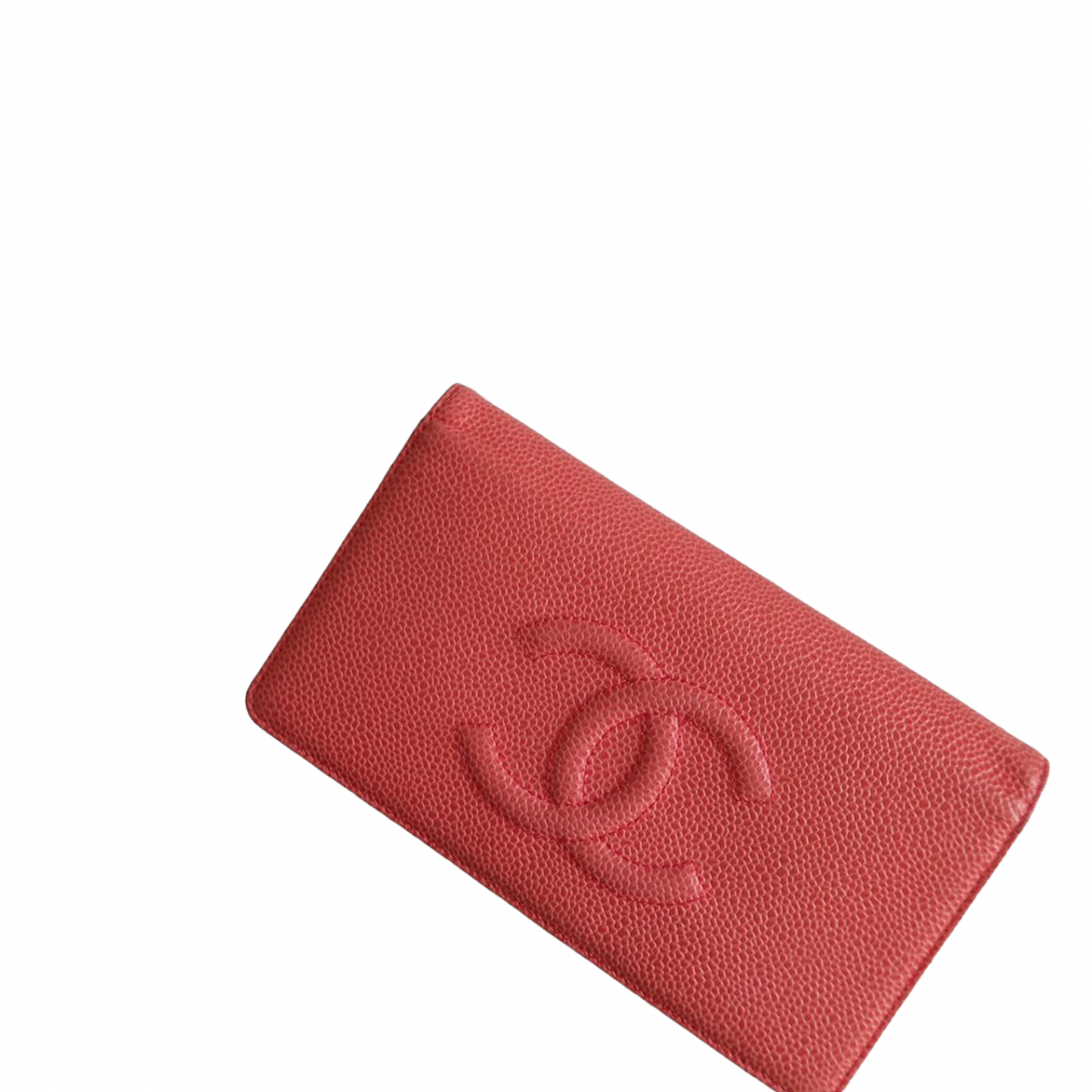 Chanel Red Caviar Leather Bi-fold Long Wallet pre-owned