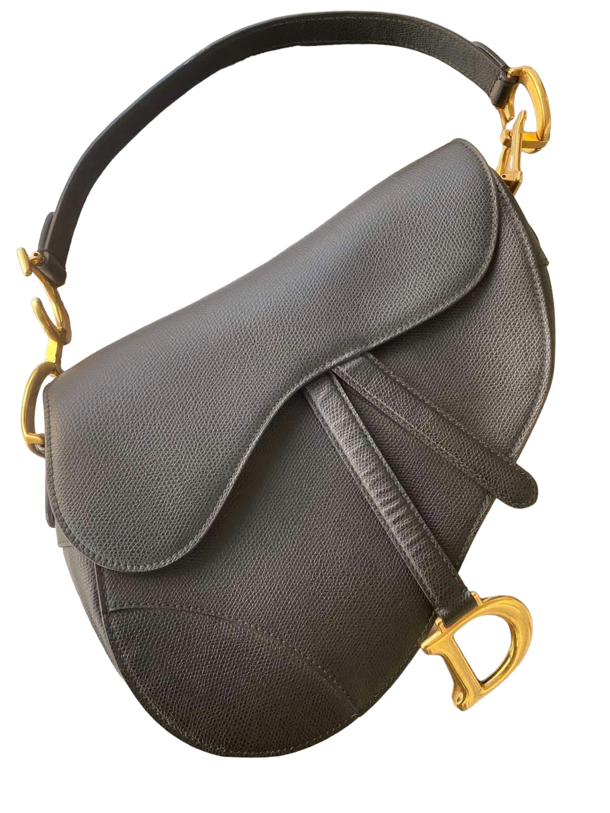 Saddle Messenger Bag Dior Gray Grained Calfskin