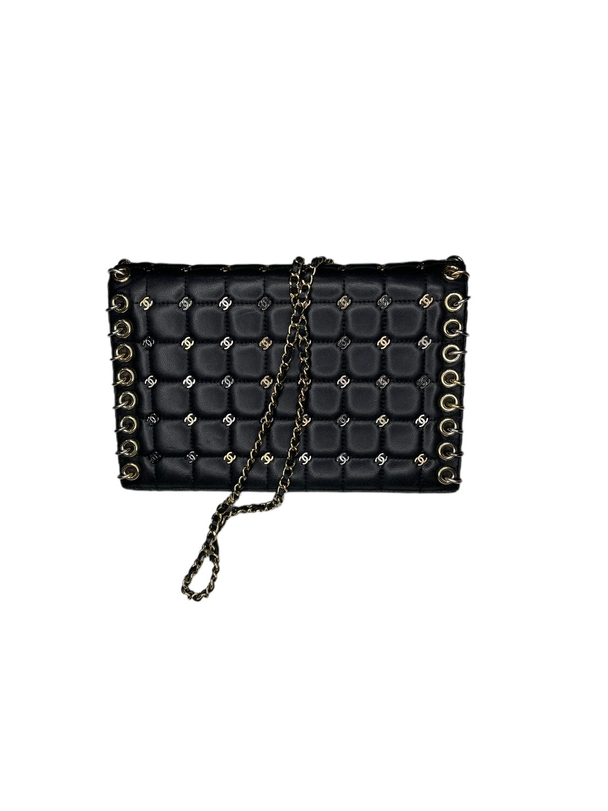 Chain Handle CC Flap Bag Quilted Caviar with Studded Detail Large