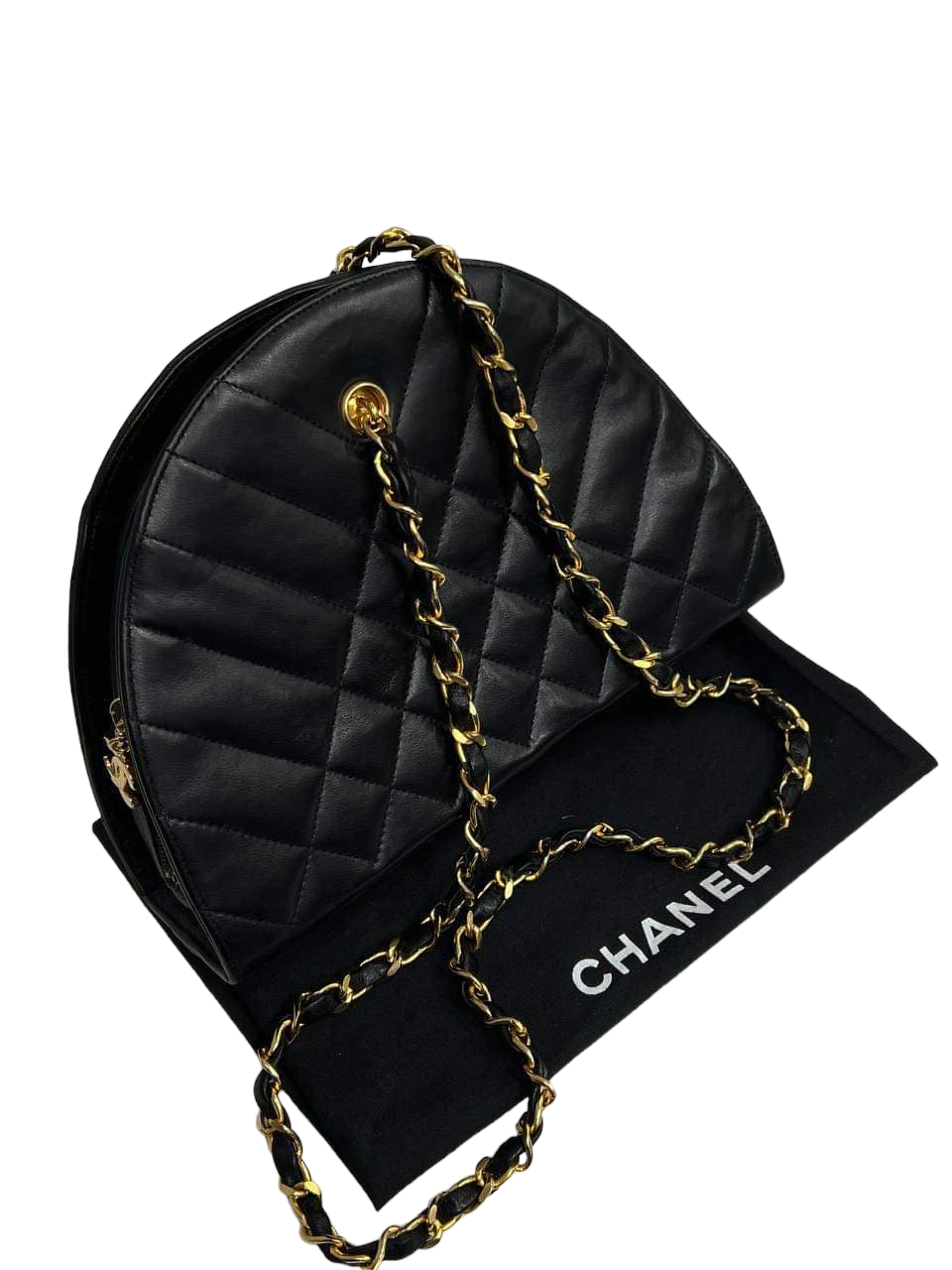 Buy Chanel CC Black Half Round Lambskin Quilted Shoulder Bag pre-owned |  SELLUXURY marketplace