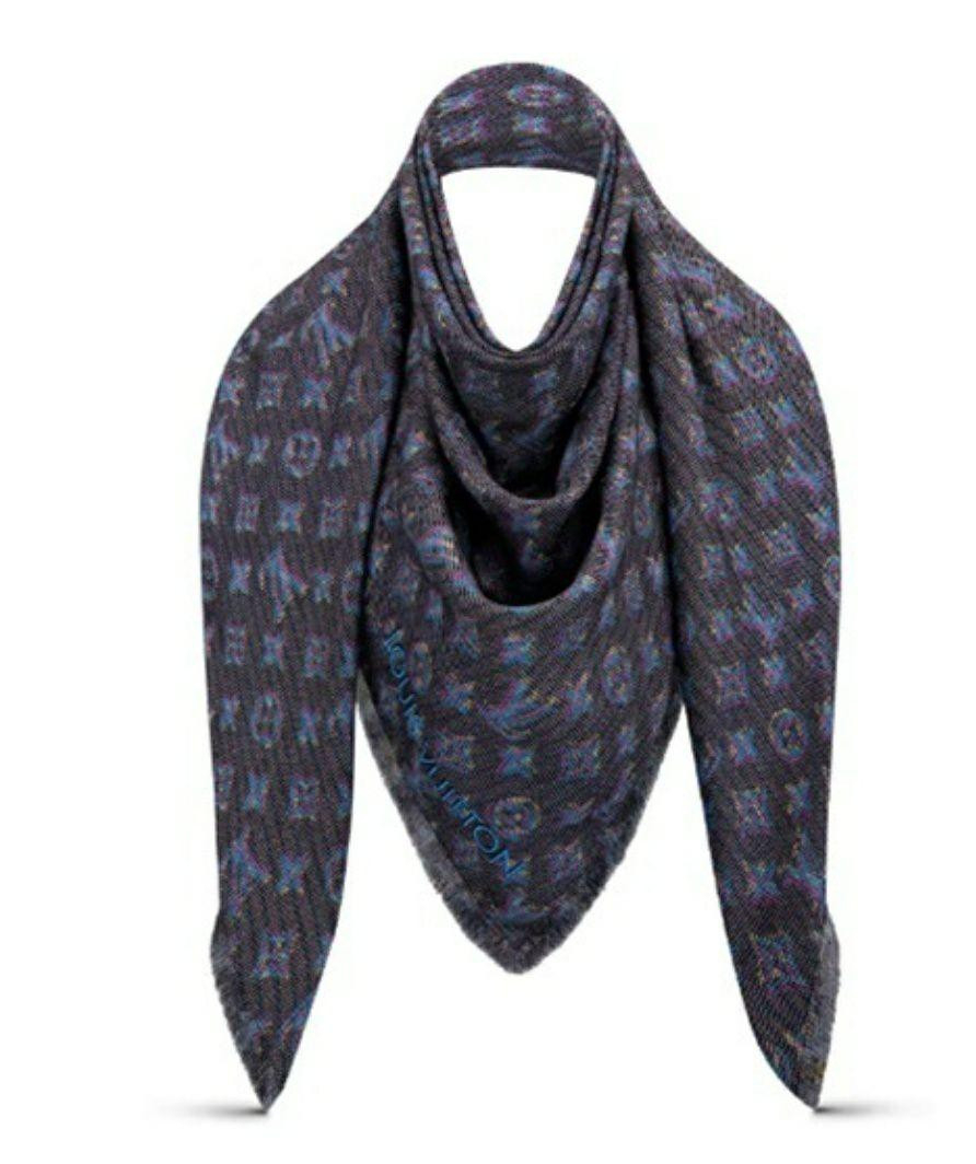 Pre-owned Louis Vuitton 2019-20AW MONOGRAM LV POP SHAWL Blue Pink Scarf