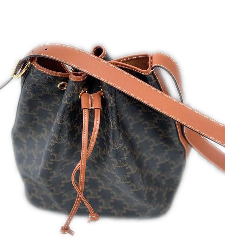 Buy pre owned Celine Borsa Drawstring Media In Tela Triomphe Bag