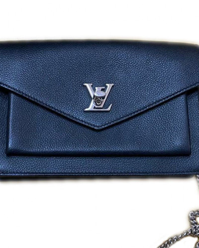 Preloved Louis Vuitton Black Leather Mylockme Chain Pochette